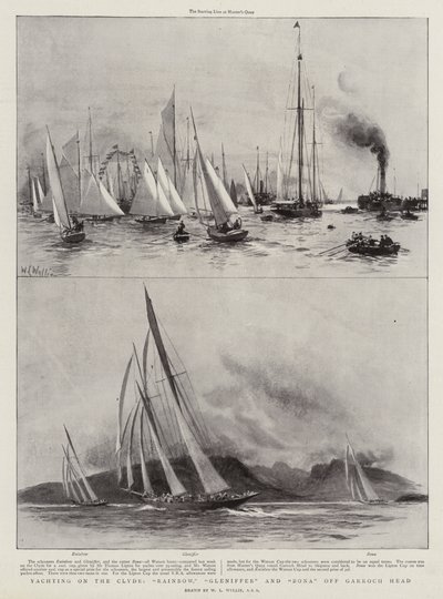 Yachting sur le Clyde, Rainbow, Gleniffer et Bona au large de Garroch Head - William Lionel Wyllie